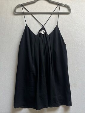 MILLY Silk Black Pleated Strappy Cami Top Sz 10